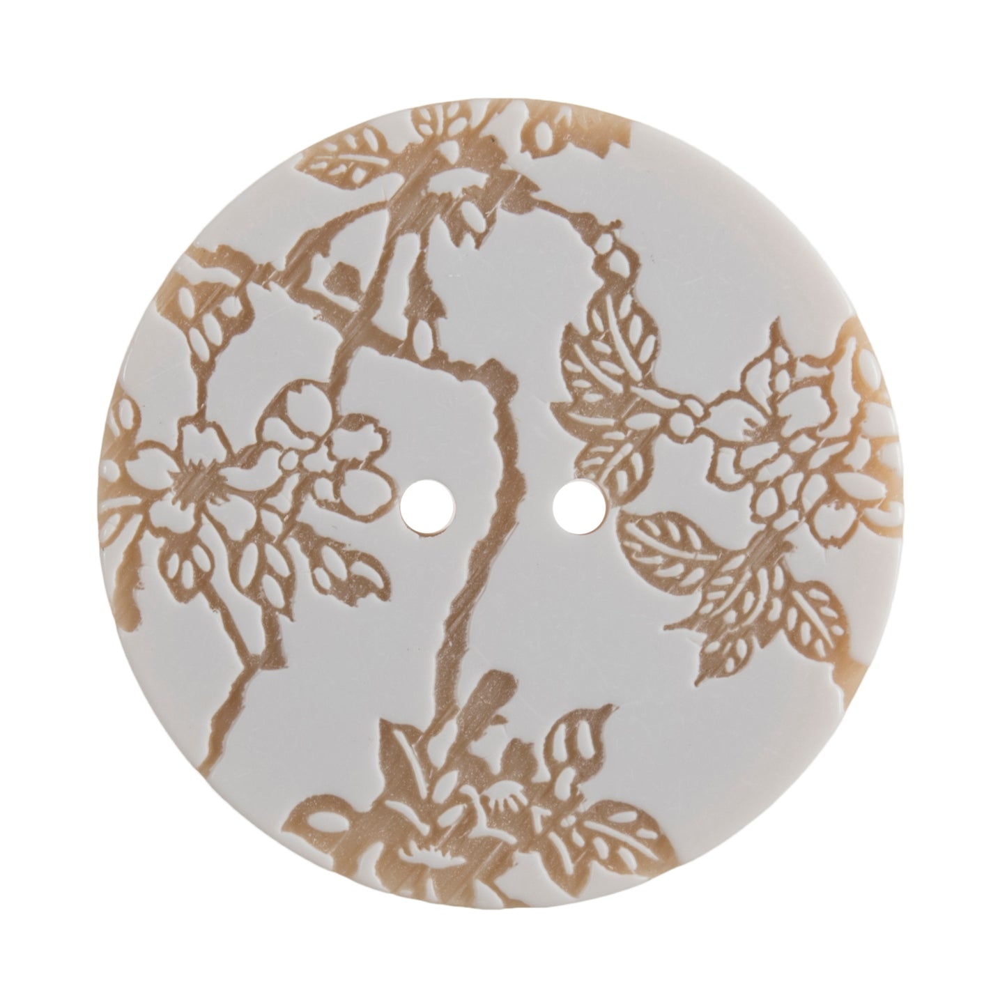 Engraved 2 Hole Floral Button - 34mm - White/Cream [LC12.6]