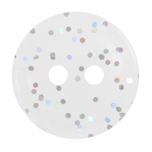 2 Hole Glitter Button - 11mm - Transparent/Silver [LC34.3]