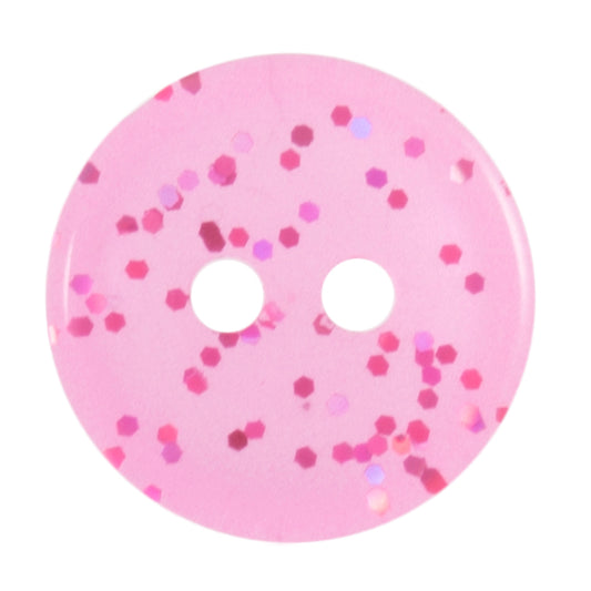 2 Hole Glitter Button - 11mm - Bright Pink [LC22.3]