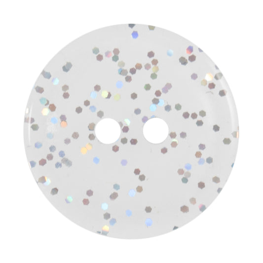 2 Hole Glitter Button - 15mm - Transparent/Silver [LC29.8]