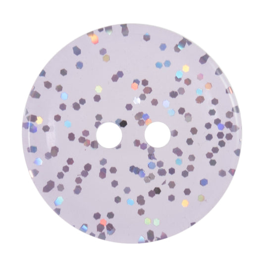 2 Hole Glitter Button - 15mm - Lilac