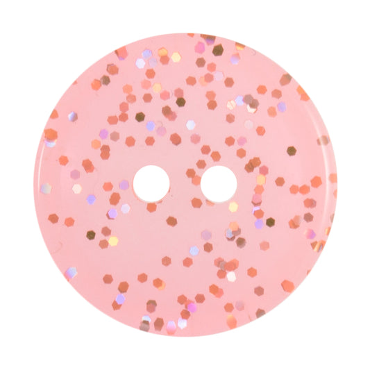 2 Hole Glitter Button - 15mm - Peach