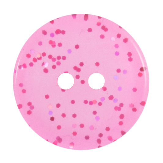 2 Hole Glitter Button - 15mm - Bright Pink [LC21.8]