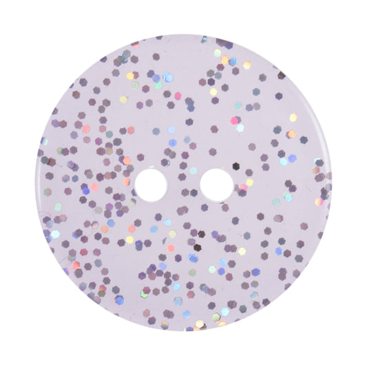 2 Hole Glitter Button - 19mm - Lilac