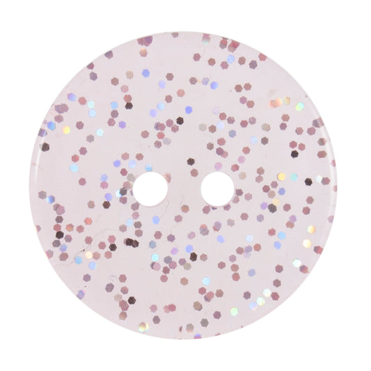 2 Hole Glitter Button - 19mm - Light Pink