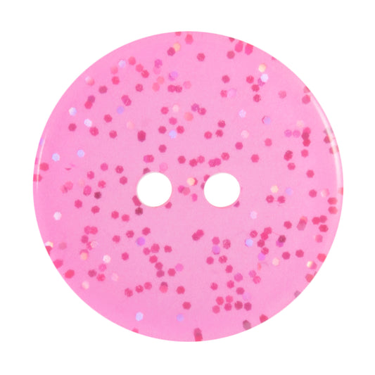 2 Hole Glitter Button - 19mm - Bright Pink [LC27.3]