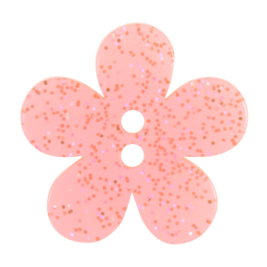2 Hole Transparent Flower Glitter Button - 32mm - Peach [LC25.3]