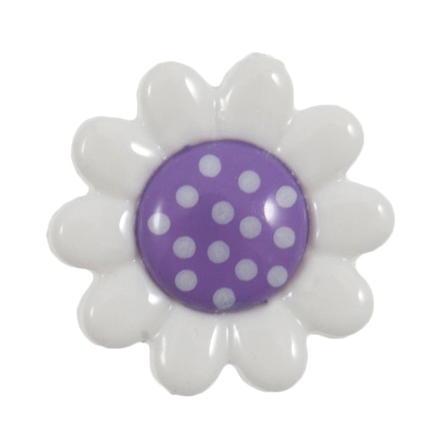 Polka Dot Daisy Shank Button - 14mm - Purple [LC29.4]