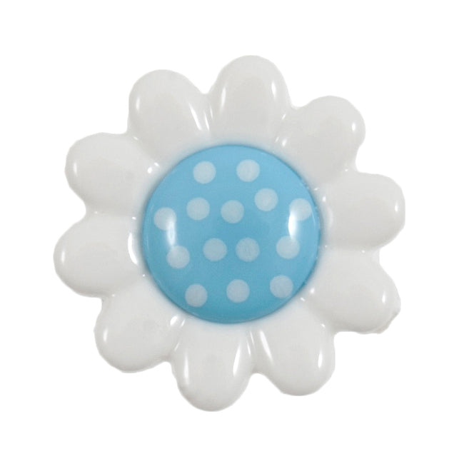 Polka Dot Daisy Shank Button - 14mm - Light Blue [LC10.8]