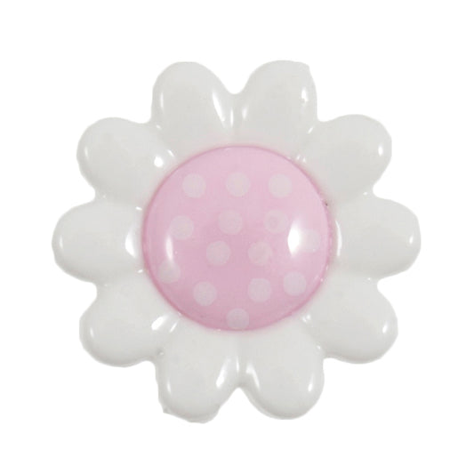 Polka Dot Daisy Shank Button - 14mm - Light Pink [LC18.5]