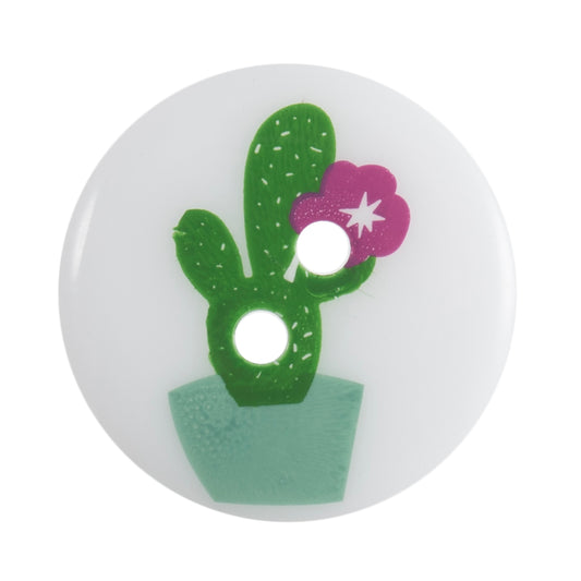 2 Hole Bunny Ear Cactus Button - 19mm - White [LC26.4]