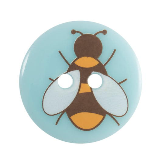 2 Hole Bumble Bee Button - 19mm - Blue