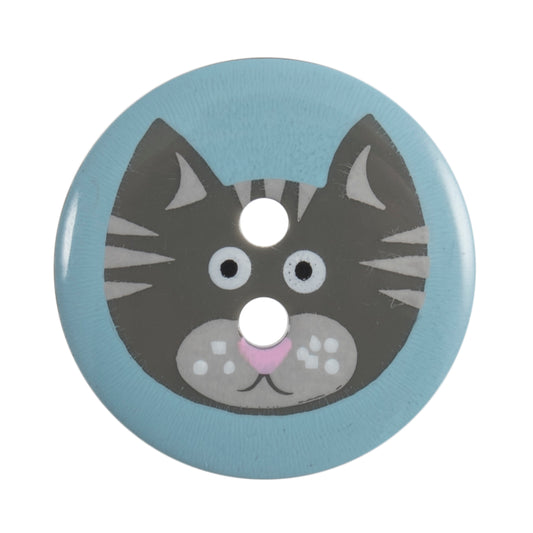 2 Hole Cat Design Button - 19mm - Blue [LC20.5]