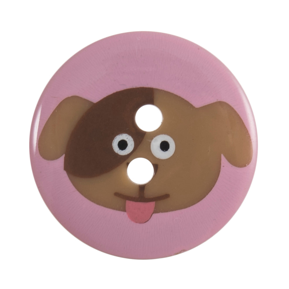 2 Hole Dog Design Button - 19mm - Pink [LC13.7]