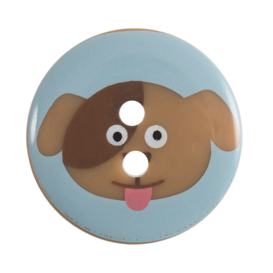 2 Hole Dog Design Button - 19mm - Blue [LC19.5]