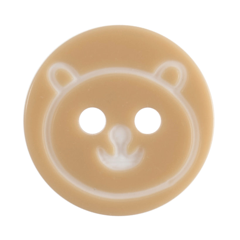 Teddy Bear Face 2 Hole Button - 13mm - Cream [LC20.1]