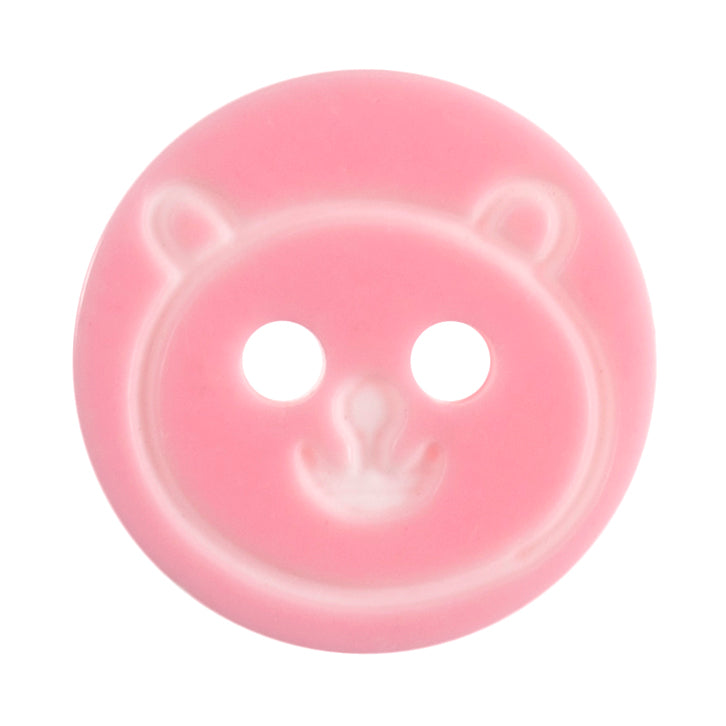 Teddy Bear Face 2 Hole Button - 13mm - Light Pink [LC32.8]
