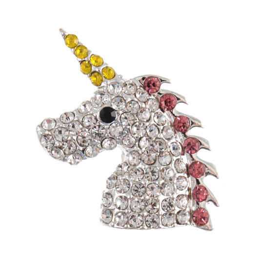 Diamante Unicorn Shank Button - 30mm - Silver