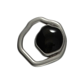 Abstract Metal & Enamel Shank Button - 12mm - Silver/Black [LC2.4]