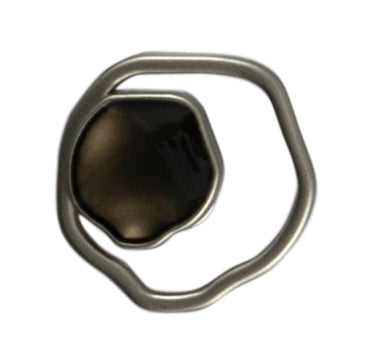 Abstract Metal & Enamel Shank Button - 20mm - Silver/Black [LC2.7]