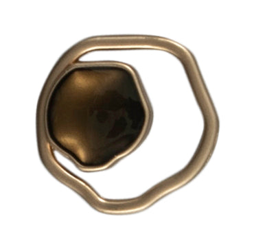 Abstract Metal & Enamel Shank Button - 20mm - Gold/Black [LC2.5]