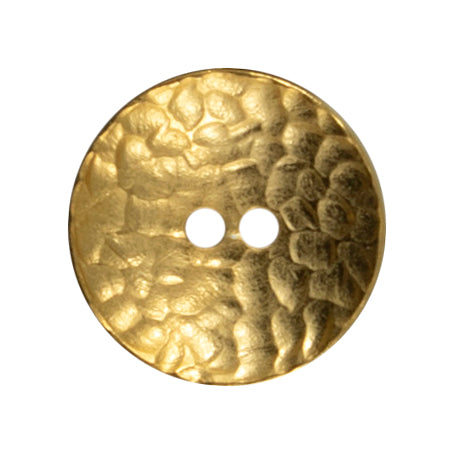 2 Hole Hammered Metal Button - 20mm - Gold [LC1.1]