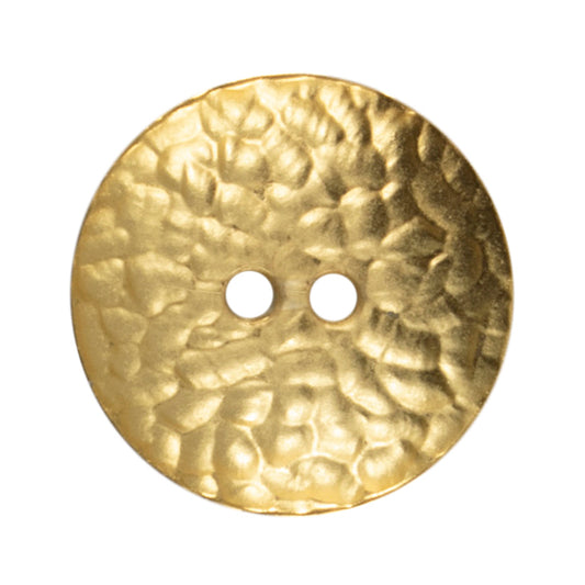 2 Hole Hammered Metal Button - 30mm - Gold [LC15.7]