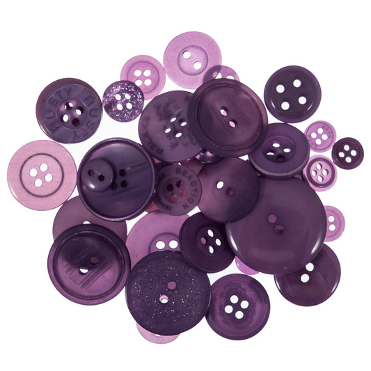 50g Mixed Selection Craft Buttons - Purple