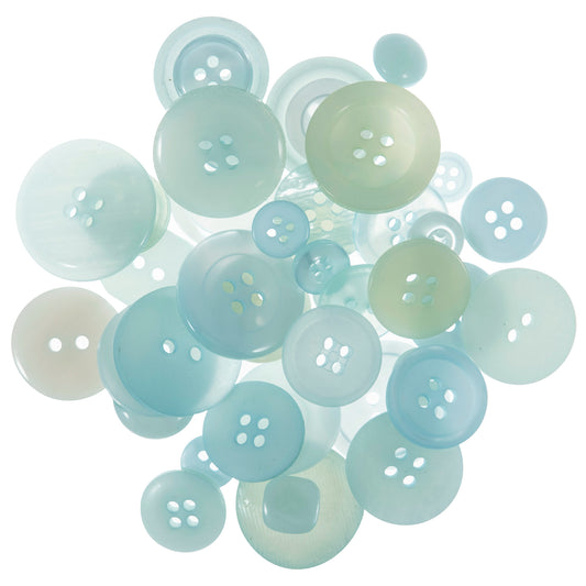 50g Mixed Selection Craft Buttons - Light Blue