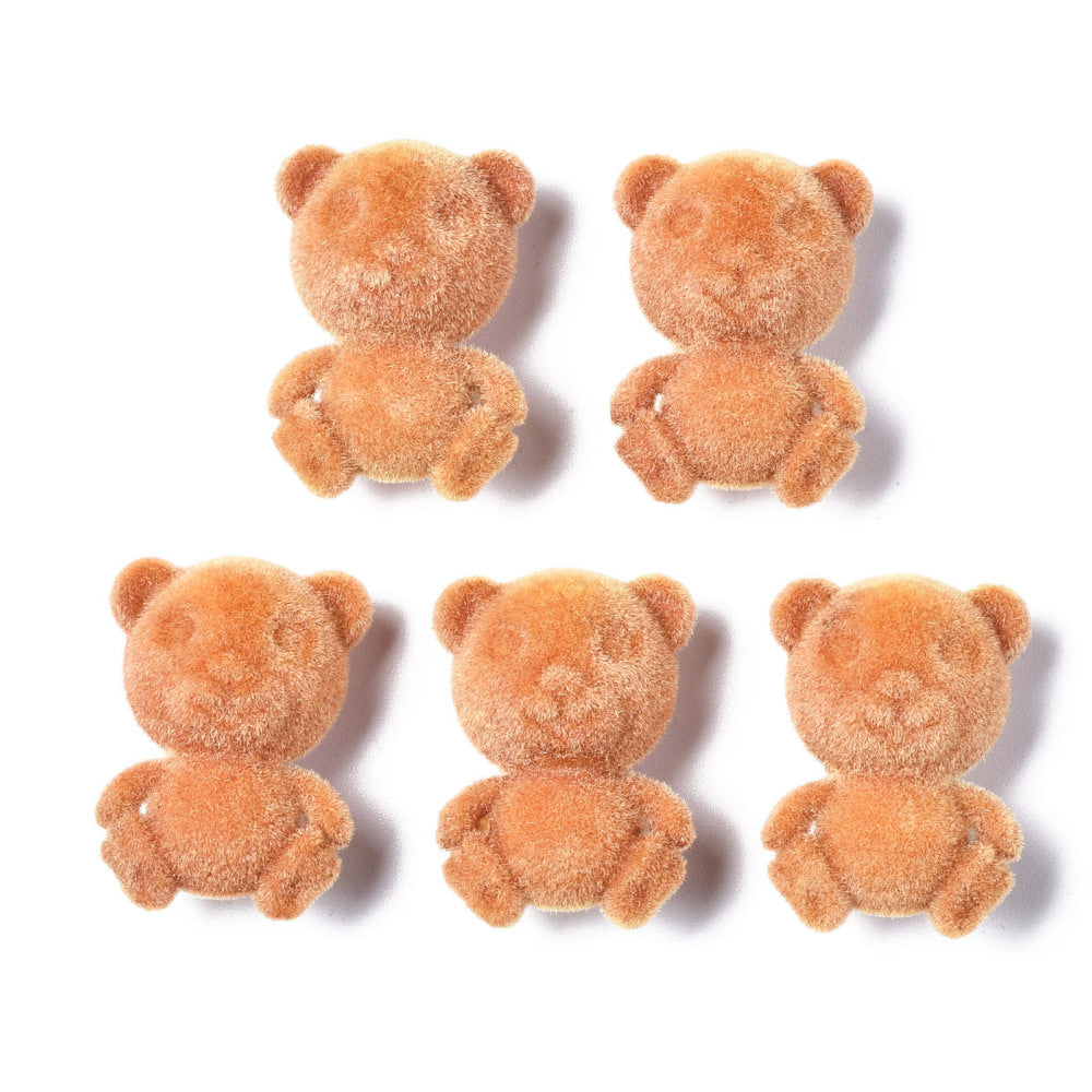 Fuzzy Teddy Bear Fabric Shank Button - 29mm - Orange