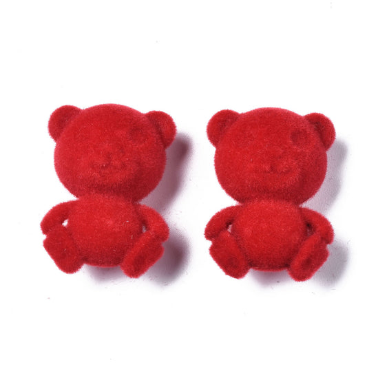Fuzzy Teddy Bear Fabric Shank Button - 29mm - Red