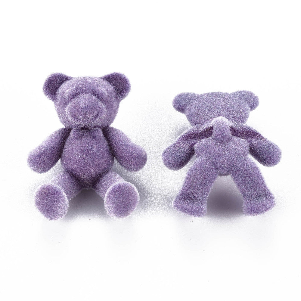 Fuzzy Teddy Bear Fabric Shank Button - 38mm - Purple