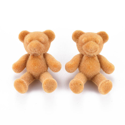 Fuzzy Teddy Bear Fabric Shank Button - 38mm - Orange