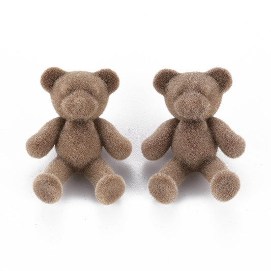 Fuzzy Teddy Bear Fabric Shank Button - 38mm - Brown