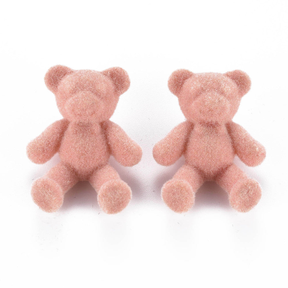 Fuzzy Teddy Bear Fabric Shank Button - 38mm - Pink