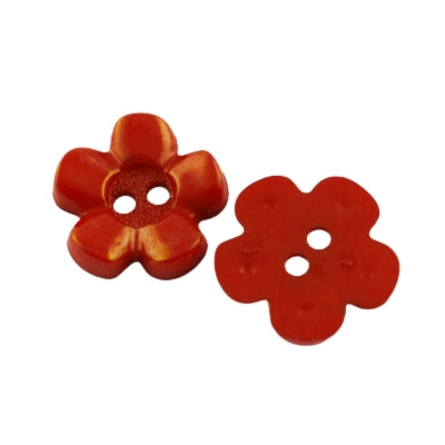 2 Hole Plastic Flower Button - 15mm - Red [LA33.1]