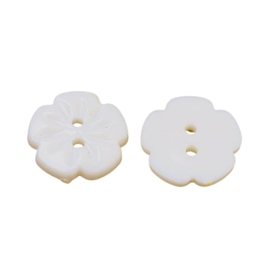 2 Hole Plastic Flower Design Button - 15mm - White [LA36.5]