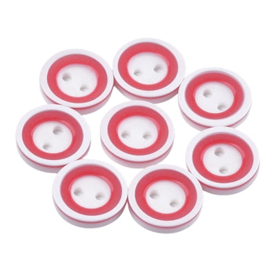 2 Hole Resin Two Tone Button - 13mm - Red/White [LB3.5]