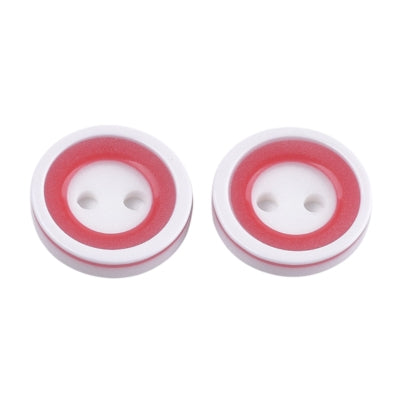 2 Hole Resin Two Tone Button - 13mm - Red/White [LB3.5]