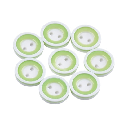 2 Hole Resin Two Tone Button - 13mm - Green/White [LB2.5]