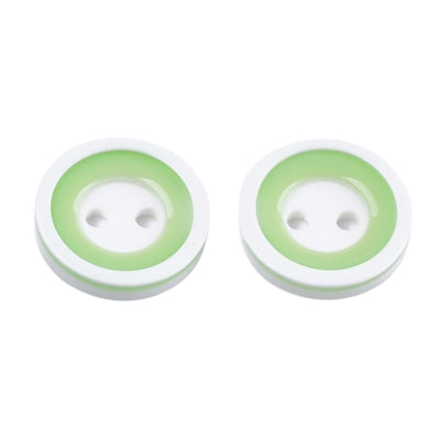 2 Hole Resin Two Tone Button - 13mm - Green/White [LB2.5]