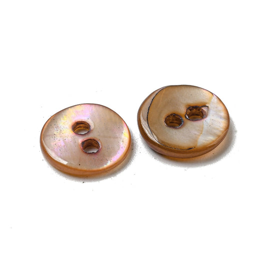 2 Hole Freshwater Shell Button - 09mm - Saddle Brown [LB2.7]