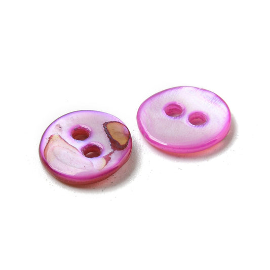 2 Hole Freshwater Shell Button - 09mm - Orchid [LB3.4]