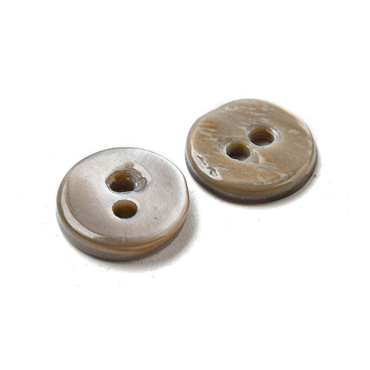 2 Hole Freshwater Shell Button - 09mm - Grey [LB1.5]