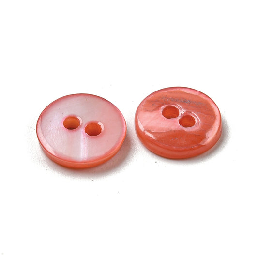 2 Hole Freshwater Shell Button - 09mm - Tomato Red [LB4.4]