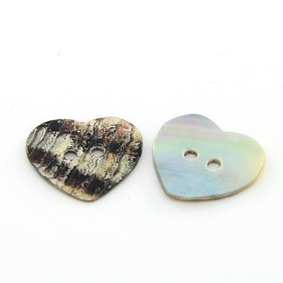 2 Hole Love Heart Akoya Shell Button - 15mm - Natural [LD29.4]