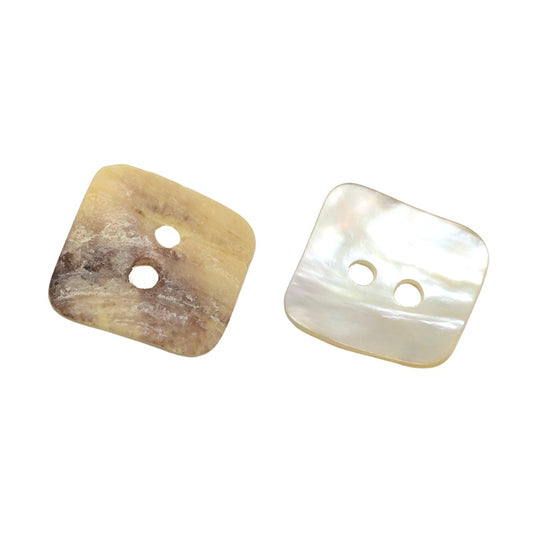 2 Hole Square Akoya Shell Button - 16mm - Natural