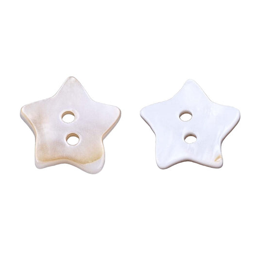 2 Hole Star Freshwater Shell Button - 13mm - Natural [LD29.2]