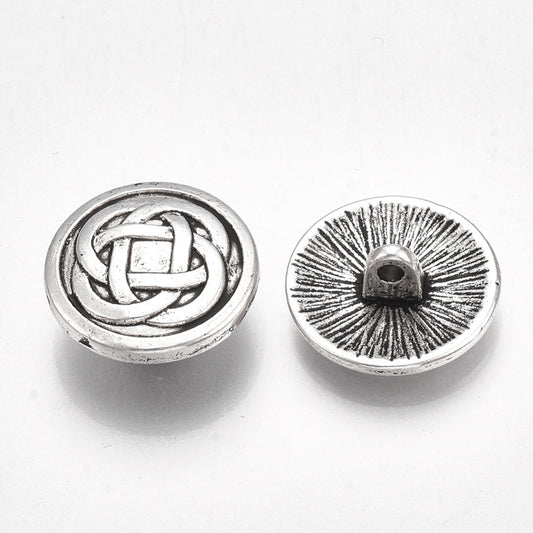 Metal Tibetan Style Shank Button - 17mm - Silver