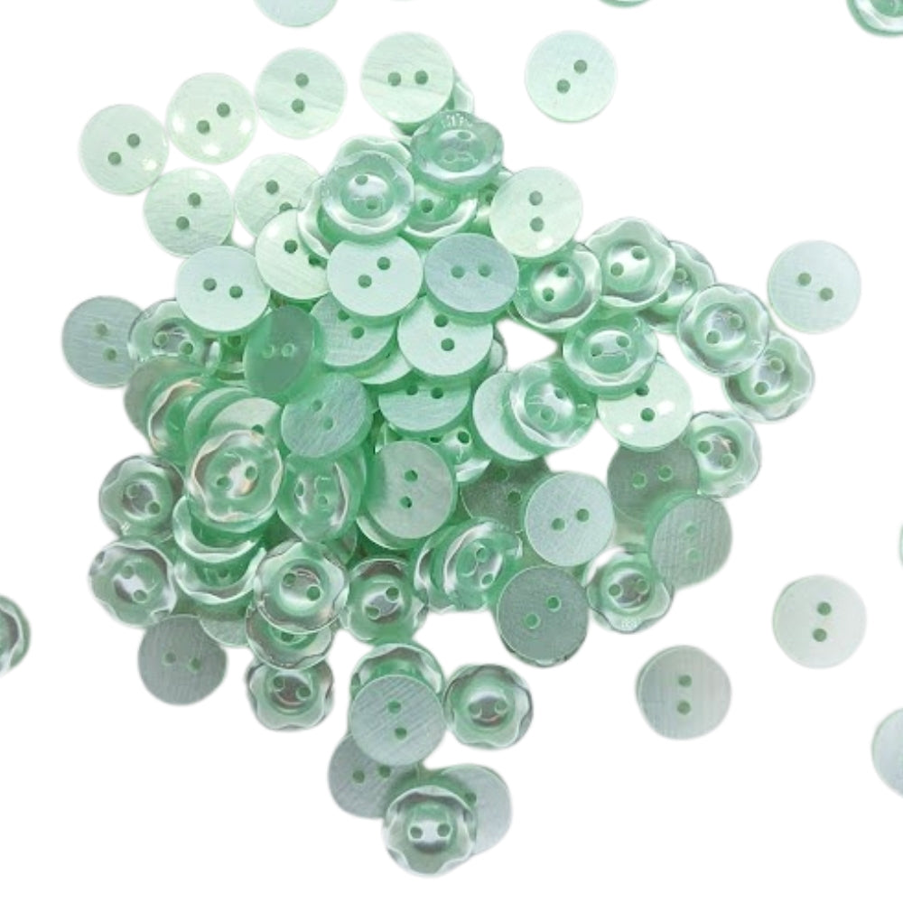 Polyester Scalloped Edge Button - 14mm - Green [LA8.3]